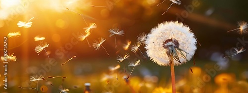 dandelion on sky background, Generative AI,