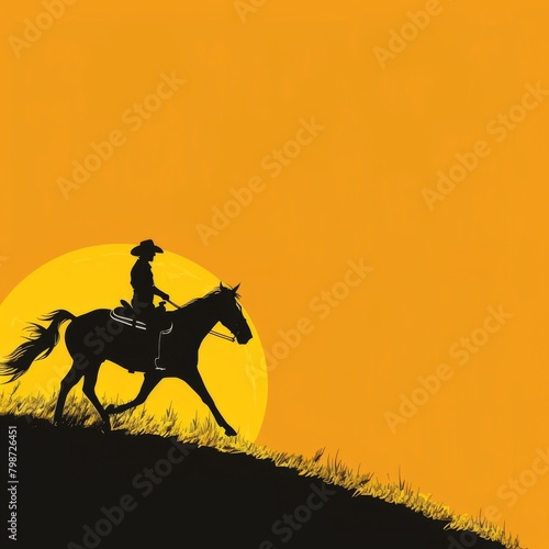 Minimalist Silhouette of a Horse and Rider A Striking Graphic Wallpaper