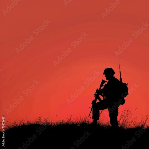 Silhouette of a Soldier Symbol of Wars Unyielding Spirit