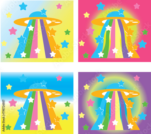 Pastel and rainbow aliens