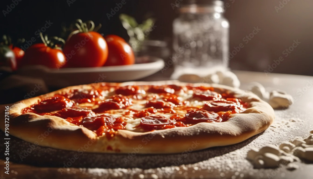 Traditional pizza with tomato sauce and cheese, ai