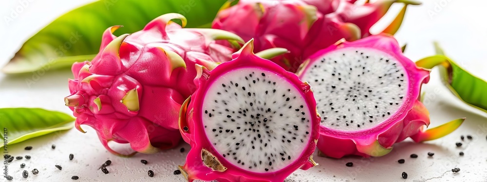 dragon fruit or pitaya on white background, Generative AI, dragon fruit or pitaya on white background, Generative AI,
