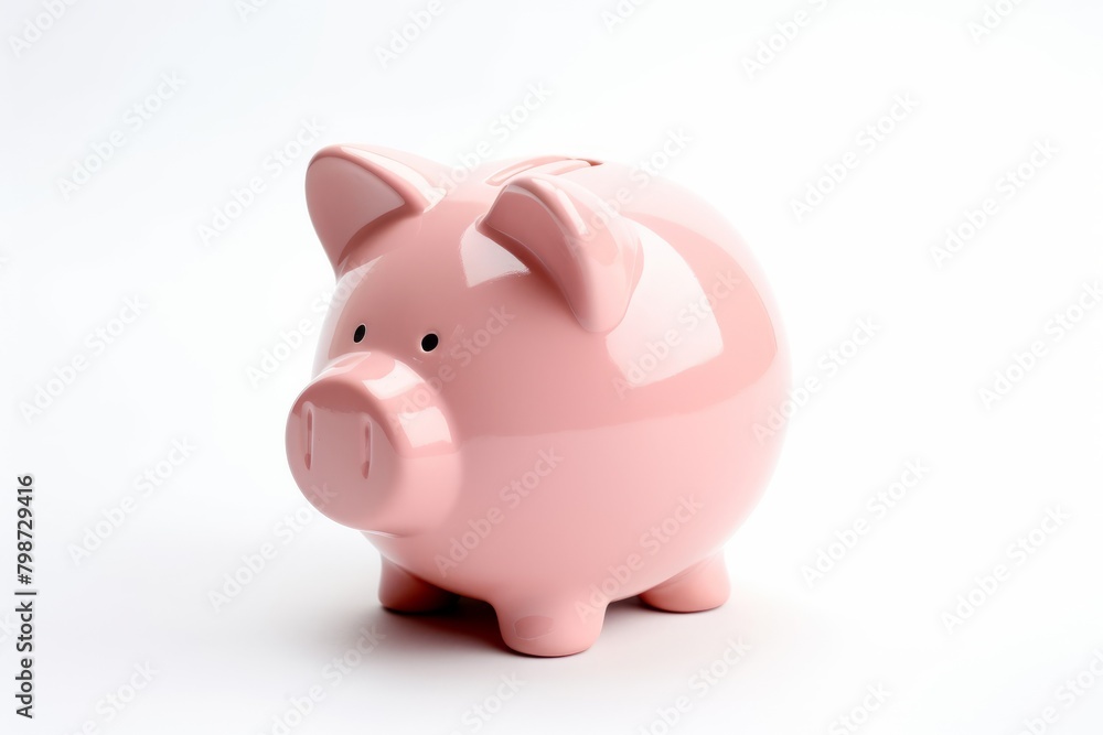 Pink piggy bank isolated on a white background.
