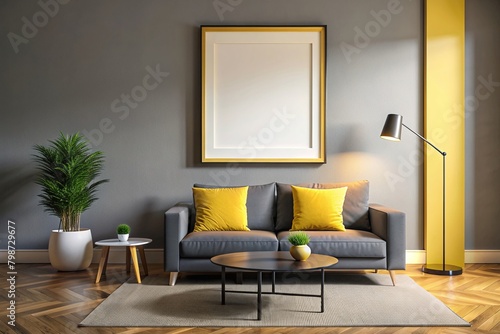 Living room blank frame mockup © Boinah