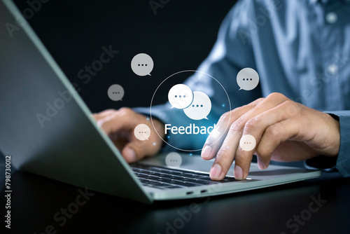 Feedback Customer satisfaction review testimonials service business concept . company online user feedback rating, reputation management.