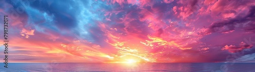 Vibrant sunset sky with clouds reflecting pink and orange hues, ideal for a peaceful evening wallpaper