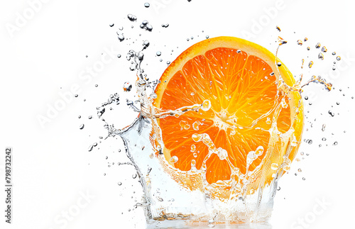 Orange fruit with water drops isolated on white background