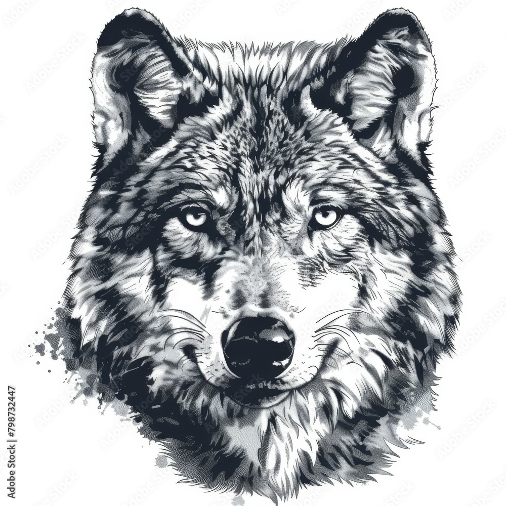 Stylish Wolf Design ized for T-Shirt  Enhanced Color and Contour