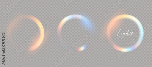 Rainbow circle light effect. Shining banner. Dispersion of beam. © feaspb