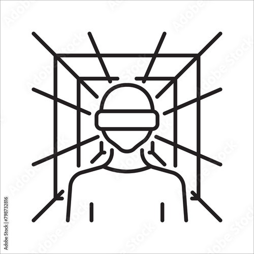 Wallpaper Mural Metaverse icon. Human and virtual monitor or hologram. Outline style. Vector. Isolate on white background. Torontodigital.ca