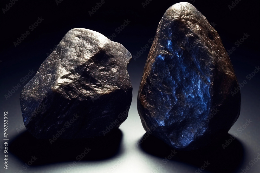 Guyanaite is rare precious natural stone on black background. AI generated. Header banner mockup with space. Guyanaite is rare precious natural stone on black background. AI generated. Header banner mockup with space.