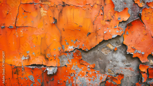 Peeling orange paint texture.