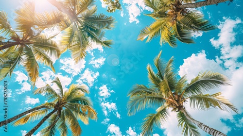 palm trees on sky background 