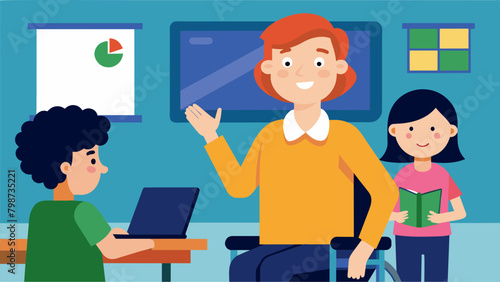 A video clip shown in class of a person with a disability explaining how they have learned to express themselves through nonverbal cues.. Vector illustration