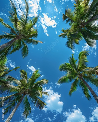 palm trees on the beach on sunny sky background