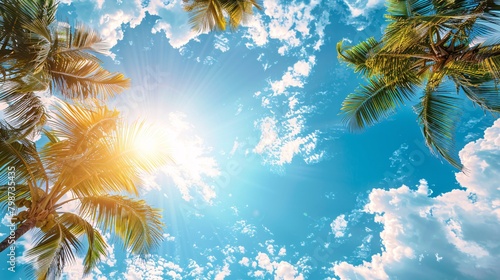 palm trees on sunny sky background with copy space © Vlad Kapusta