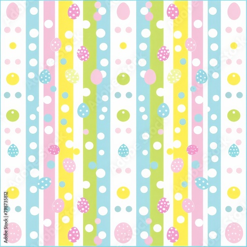 A colorful pattern of eggs and dots
