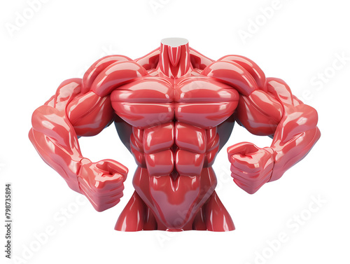 bodybuilder muscular body, 3d illustration element