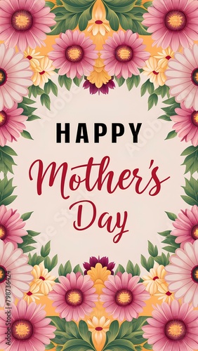 3D Happy Mothers Day Vertical Banner  Celebrate Mothers Day with 3D Floral Mobile Banner