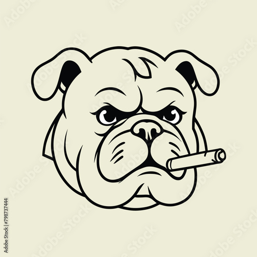 dog with cigar vector black and white illustration vector art, colorbook dog illustration