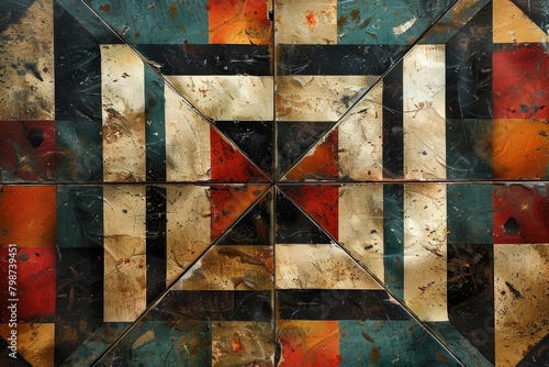 Rustic and Geometric Abstract Art with Intertwined Patterns