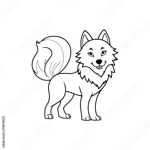 Fox Vector Black and White Illustration, Clever Fox line art