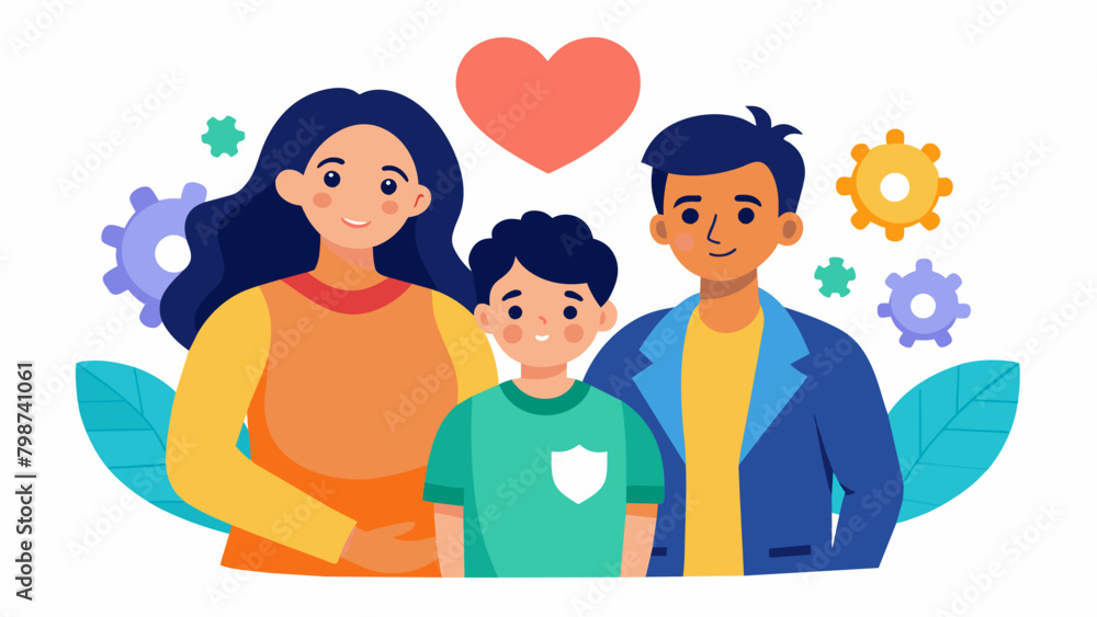 A nonprofit organization that pairs experienced parents with newly diagnosed parents of neurodivergent children providing mentorship and support.. Vector illustration