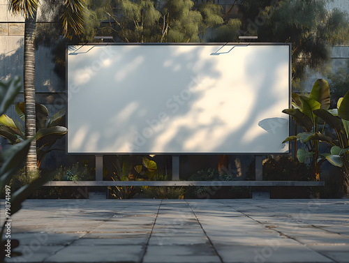 Billboard mockup image, large clean white surface, empty large advertising space, Bigboard