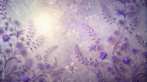 copy space abstract background, vintage delicate purple light lavender floral ornament on the wall or surface 