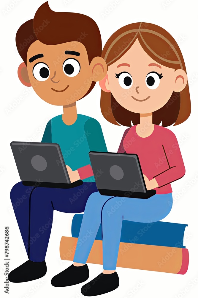 Creative Partnership: Image of Man and Woman Using Laptops Creative Partnership: Image of Man and Woman Using Laptops