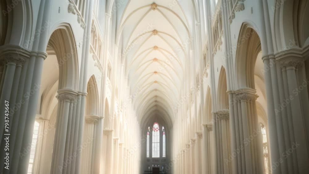 This Video showcases a grand cathedral with a multitude of columns, The interior of a cathedral with soaring arches This Video showcases a grand cathedral with a multitude of columns, The interior of a cathedral with soaring arches