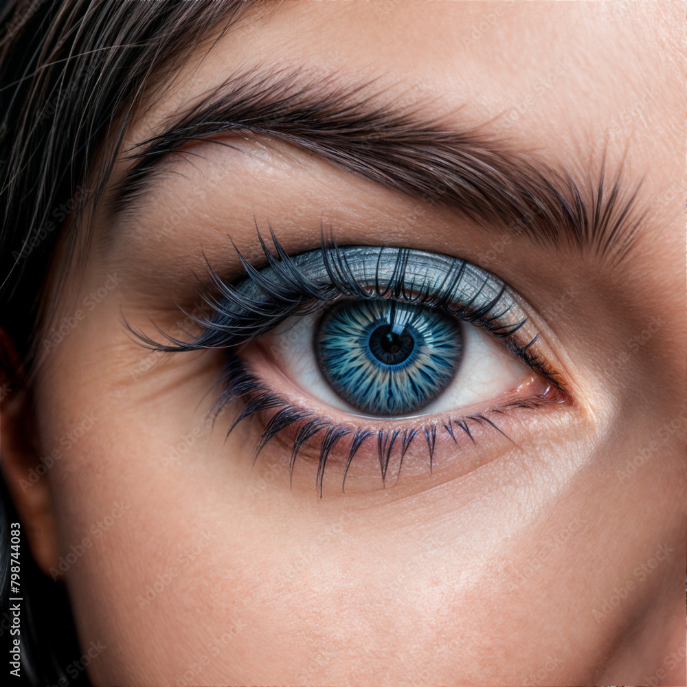 Fototapeta premium A Painting of a Liquid Gaze: Azure Eye Emerges from a Hidden World