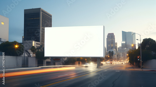Large white billboard sitting on the side of road 