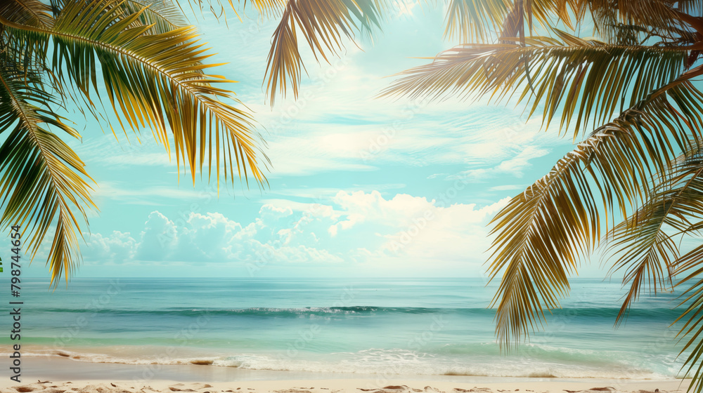 Fototapeta premium Seashore with palm trees.