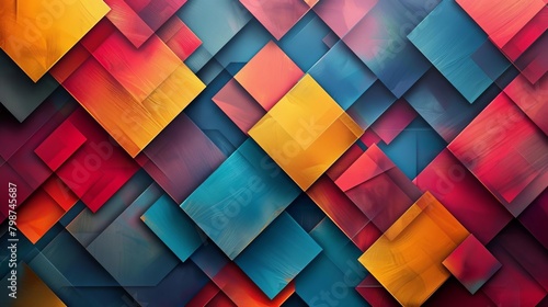 Abstract Geometric Shapes  Colorful abstract wallpaper featuring a pattern of overlapping geometric shapes in bright  bold colors