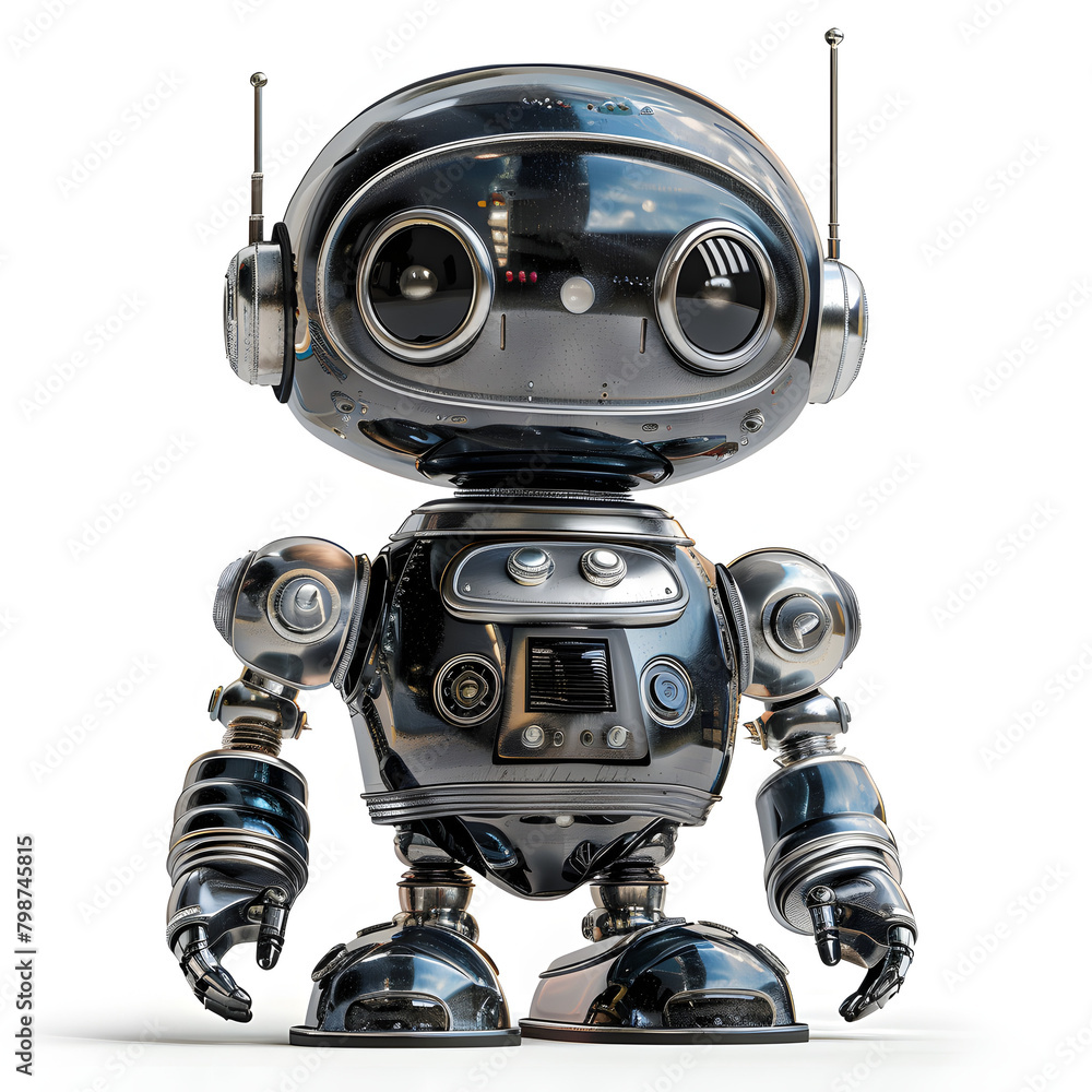 Retro futuristic toy robot in 3D Render art style. Technology Concept. Retro futuristic toy robot in 3D Render art style. Technology Concept.