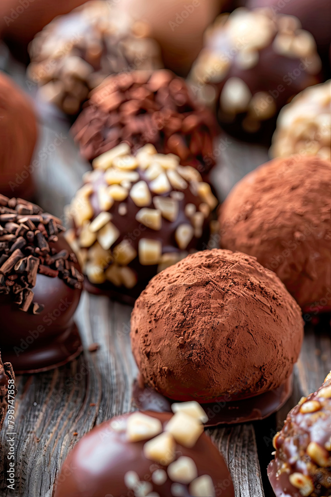truffle sweets on the table. Selective focus.