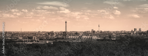 Canvas Print Berlin Sunset over the City - Skyline - Cloud - Background - Funkturm - Fernseht