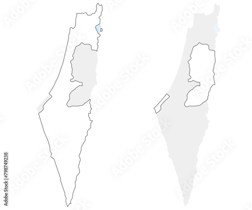 イスラエルとパレスチナの地図のセット、シンプル