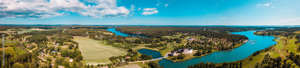 Areal panoramic view from the Kastelholm castle, Åland island, Finland