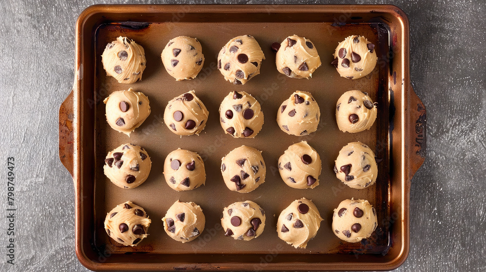 Obraz premium Shortbread cookies with chocolate drops. Selective focus.