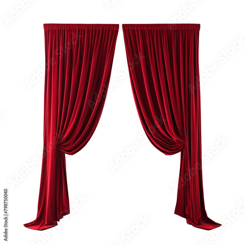 Red Velvet Curtain Draping Over a White Background