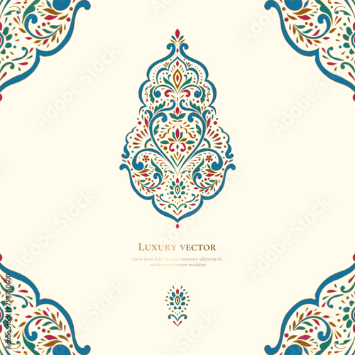 Vector background with beautiful floral ornaments. Traditional Turkish, Indian pattern. Great for fabric and textile, wallpaper, packaging or any desired idea.