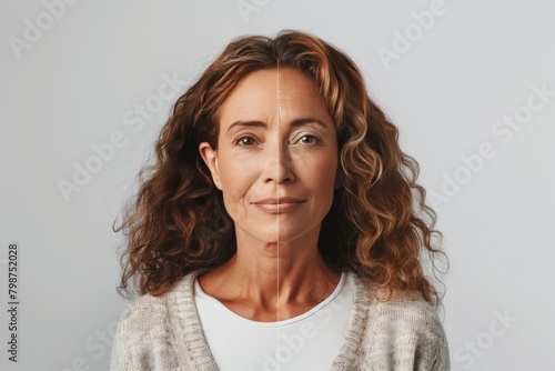 Before and after aging integration in skincare stage management, highlighting face lift considerations and age progression proactive healthy aging methods and chronological aging management.