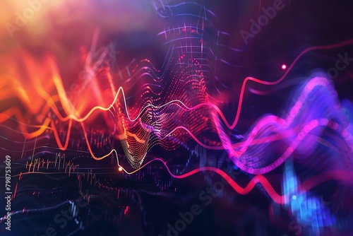 Colorful abstract background with glowing waves.