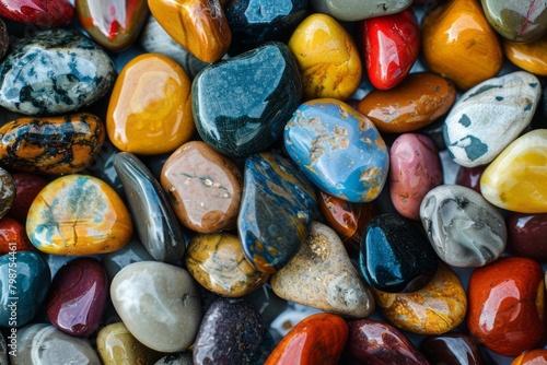 Background multicolored sea polished stones roll