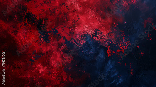 Cherry red and midnight blue, abstract background, styled for intense contrast and a dramatic ambiance © Olga