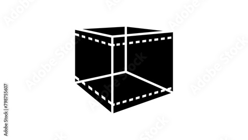 Film Strip cube, Black isolated silhouette