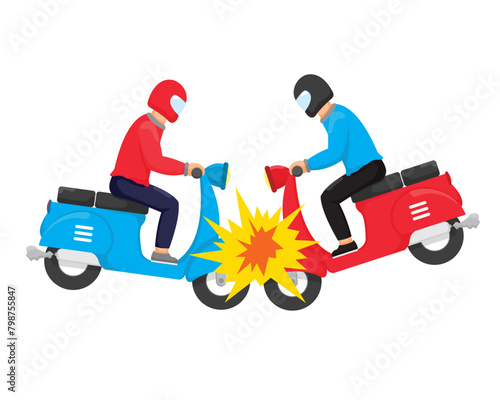 fellow riders experience collisions, motorbike accidents. vector illustration in flat style