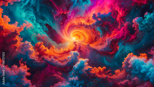 Colorful psychedelic volcanic clouds high quality background